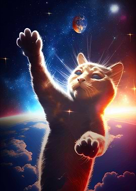 Space Cat Flying Universe