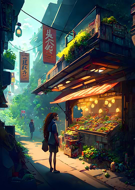 Solarpunk Street Market