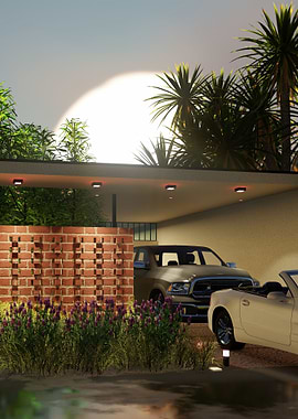 Tropical House at Sunset