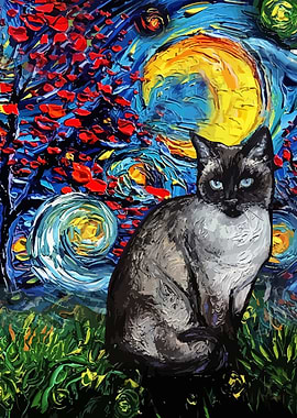 Cat Starry Night Van Gogh