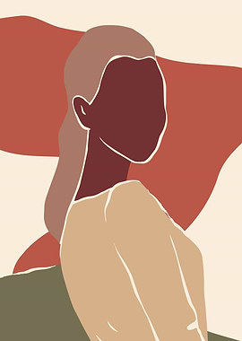 Vintage lady face outline