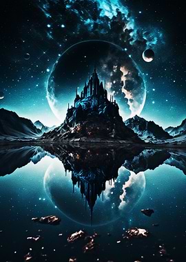 Magical temple with starry