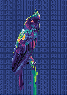 Black Parrot with text