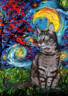 Cat Starry Night Van Gogh