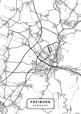 Freiburg White Map City