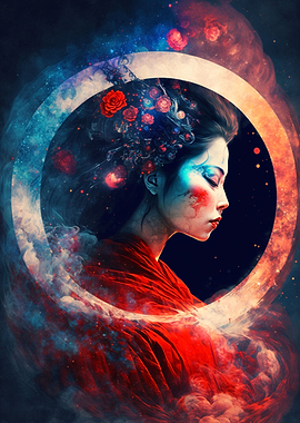 Geisha red and blue eclips