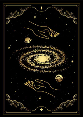 Tarot hands hold universe