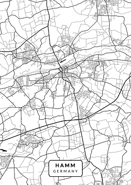 Hamm City White Map