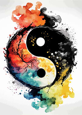 Yin and Yang Watercolor