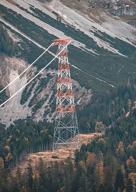 Power cables in snow hills