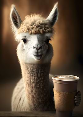 Llama drinks Coffee