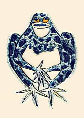 Vintage anime blue frog