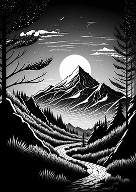 Mountain in Moonlight