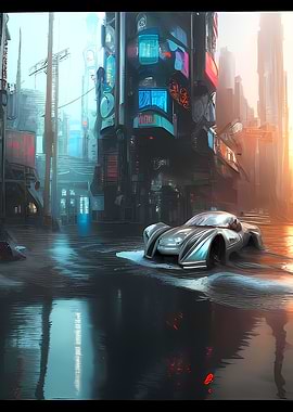 Flooded dystopian City