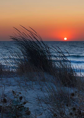 Sunset on the Greek beach