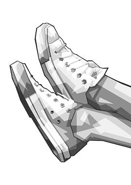 Shoe Cute Grayscale