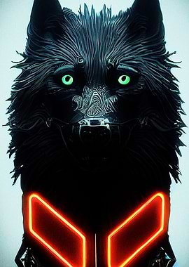 anthromorphic neon wolf