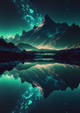 Aurora lights mountain