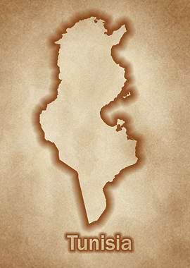 Tunisia vintage map glow