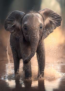 Baby Elephant in Water