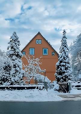 Snowy house
