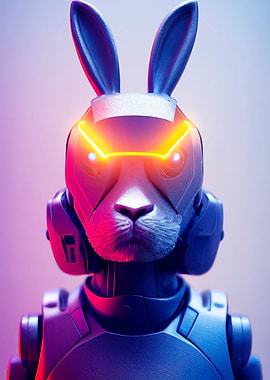 Rabit cyborg neon animal