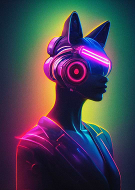 anthromorphic neon Fox