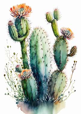 Cactus Watercolor Flower