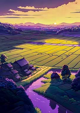 Japanese rice field