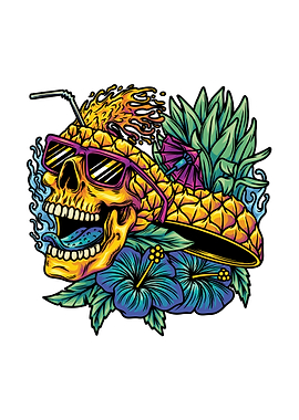 pineapple skull and flower