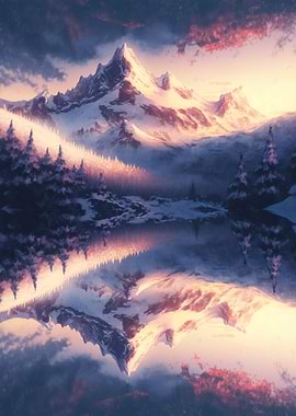 Red Sunset snow mountain