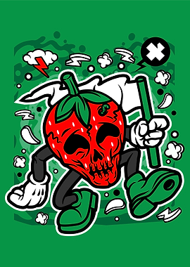 skull strawberry cartoon