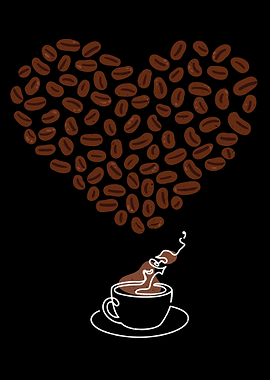 Coffee heart love to cafe
