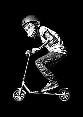 Stunt Scooter Affe macht
