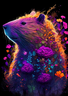 Capybara Flower Colorful