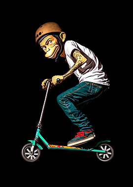 Stunt Scooter Affe macht