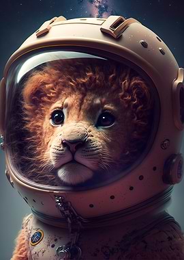 Lion Astronaut Portrait