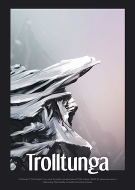 Trolltunga in snowing day