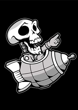 skull rocket hand drawn