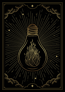 Tarot fire in a neon lamp
