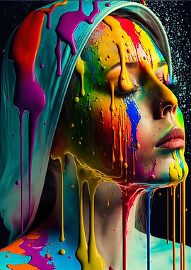 Female face paint dripping