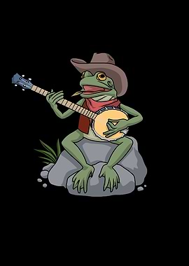 Banjo Player Frog Music