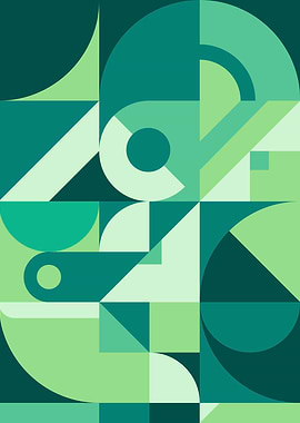 Green geometric shapes