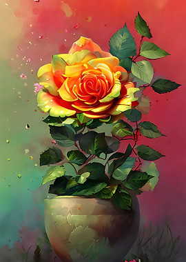 Golden Rose In Pot