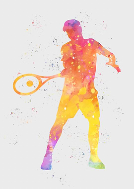 Colorful Tennis Silhouette