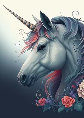 Unicorn with flowers