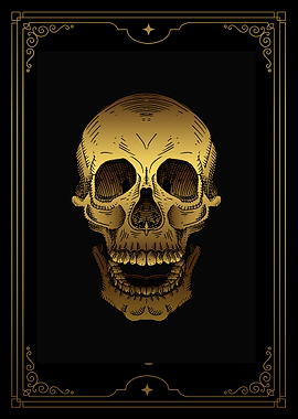 Tarot gold skull head