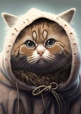 Grumpy cat with hoodie