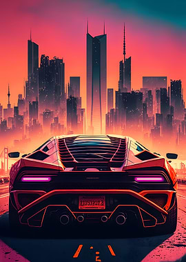 Retrowave Sports Car