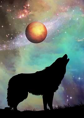 wolf moon night space